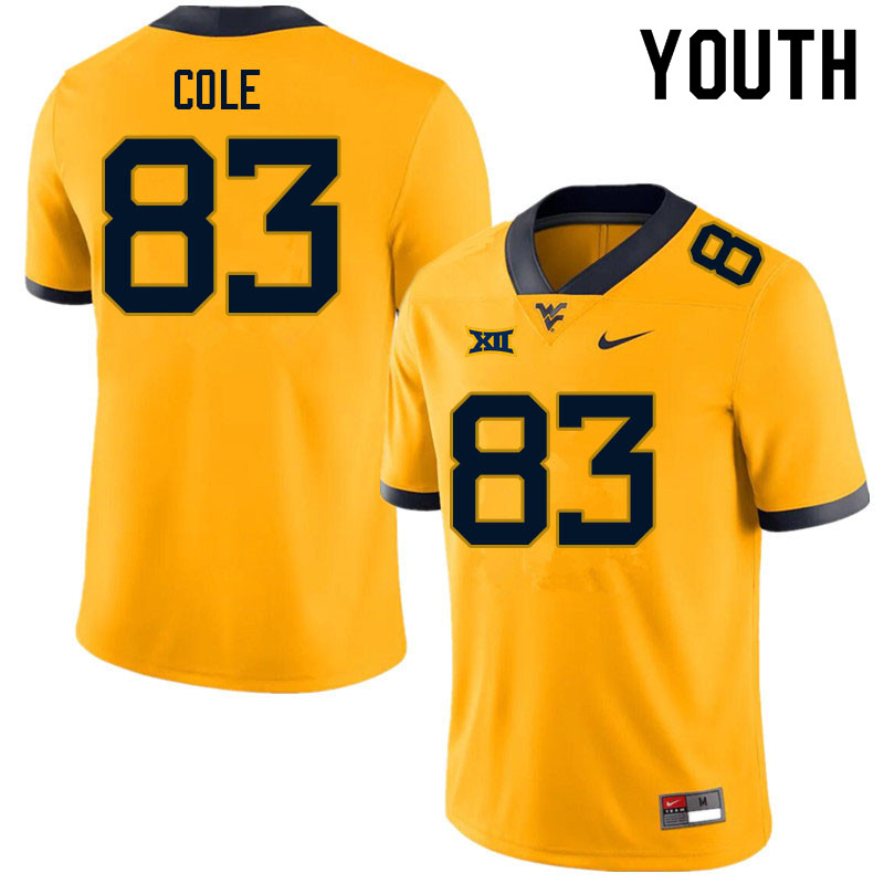 Youth #83 C.J. Cole West Virginia Mountaineers College Football Jerseys Sale-Gold - Click Image to Close